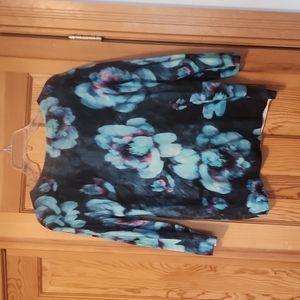 Talbot's large Gray and blue pure cashmere sweater